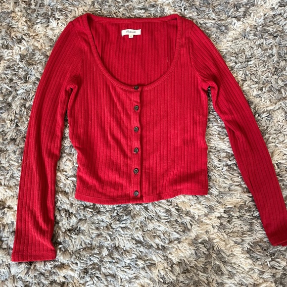 Madewell Ribbed Cardigan Crop Tee - Picture 3 of 4